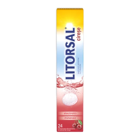 Electroliti cu aroma de cirese Litorsal, 24 comprimate efervescente, Zdrovit