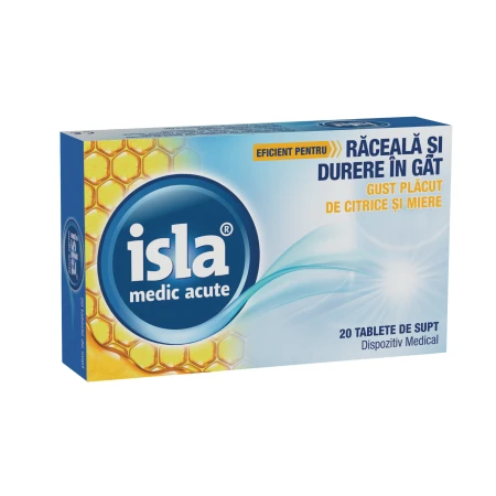 Isla Medic Acute cu gust de citrice si miere, 20 tablete de supt, Engelhard Arzneimittel
