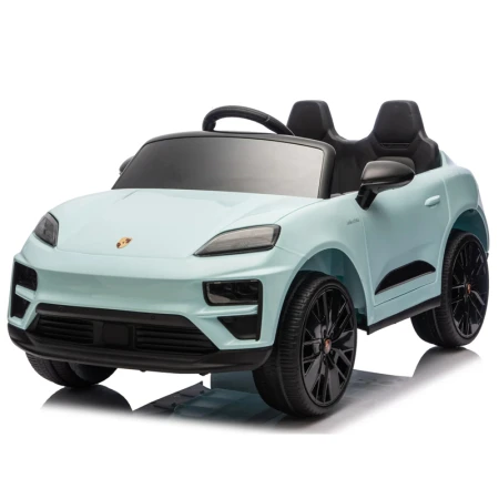 Masinuta electrica pentru copii, Porsche Macan, 140W 12V, roti EVA, scaun tapitat, echipata premium, albastra