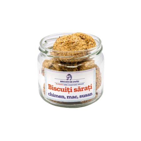 Biscuiti de ovaz sarati cu chimen mac susan, 145g, Ohvaz