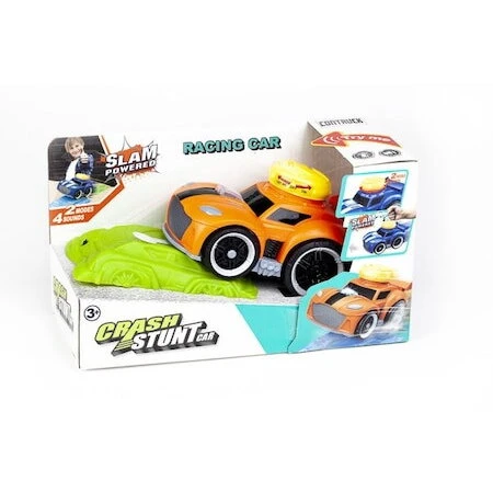 Stunt Masinuta Crash Stunt Car cu rampa, cu lumini si sunete, Portocaliu