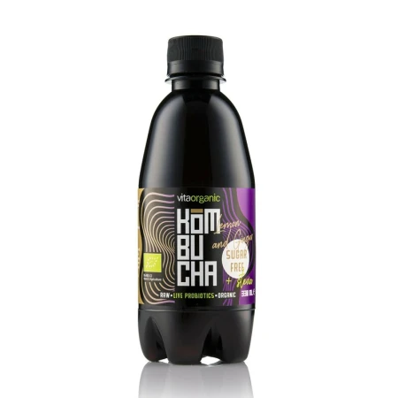 Kombucha cu lamaie si ghimbir indulcita cu stevia bio 330ml Vita Organic