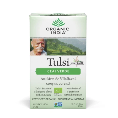 Tulsi Ceai Verde, 18 plicuri, Organic India