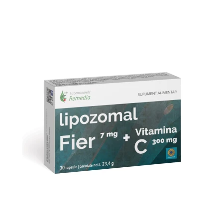 Fier + Vitamina C Lipozomal, 30 capsule, Laboratoarele Remedia