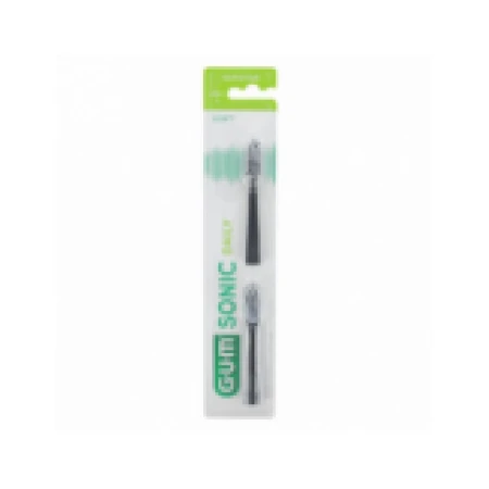 Set 2x Rezerve, Gum, Activital, Sonic Daily, Capete Standard, pentru Periuta Sonica, Soft, Culoare Negru