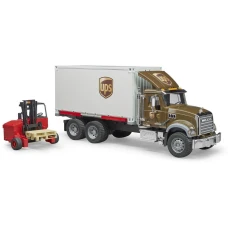 BRUDER Camion MACK Granite UPS cu container si stivuitor portabil, Bruder 02828