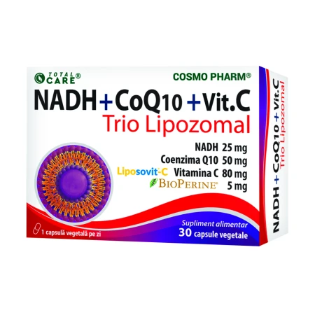 NADH + CoQ10 + Vitamina C Trio Lipozomal, 30 capsule vegetale, Cosmopharm