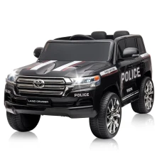 Masinuta electrica de politie, Toyota Land Cruiser, pentru 2 copii, 160W, 12V, echipare premium, neagra