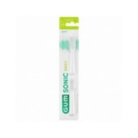 Set 2x Rezerve, Gum, Activital, Sonic Daily, Capete Standard, pentru Periuta Sonica, Soft, Culoare Alba