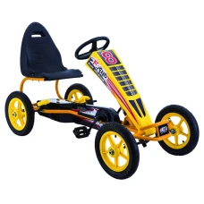 GO Kart cu pedale, 6-15 ani, Kinderauto F8-1, roti Gonflabile 10 inch, culoare galbena