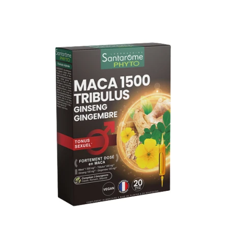 Maca 1500 Tribulus, 20 fiole, Santarome