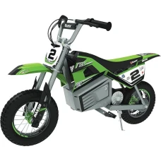 Razor Motocicleta electrica pentru copii Razor, SX350, McGrath Supercross Rider, Negru-Verde