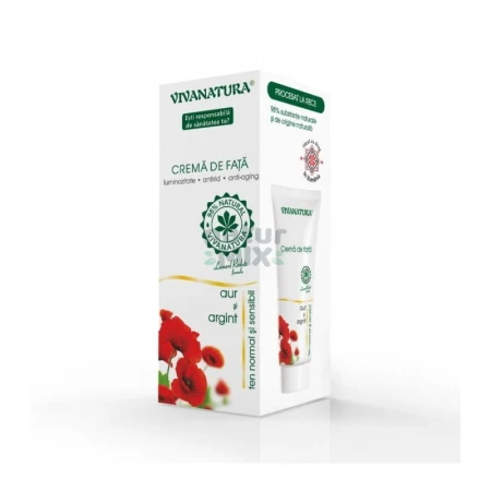 Crema de fata cu aur si argint pentru ten normal si sensibil, 75 mililitri, Vivanatura