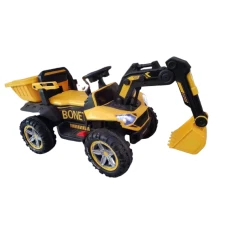 Excavator + bascula electrica Kinderauto Bonet 60W 12V, Telecomanda, culoare galbena
