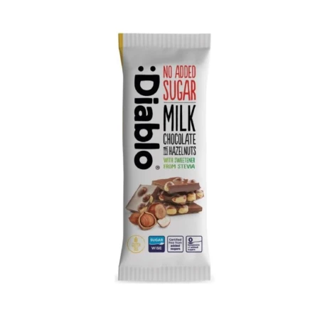 Ciocolata cu lapte si alune fara zahar indulcita cu Stevia, 75g, Diablo