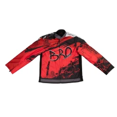 Geaca KIMO Kids BRO Motocross cu aparatori, ideal pentru copii pasionati de motocross, rosu