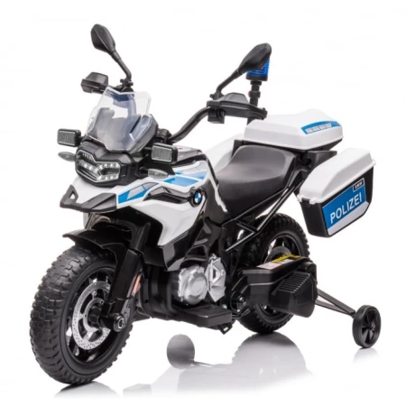 Motocicleta electrica de politie pentru copii, BMW F850 GS, 90W, 12V cu roti MOI Polizei