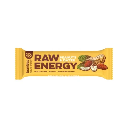 Baton proteic cu arahide si curmale, 50g, Raw Energy, Bombus