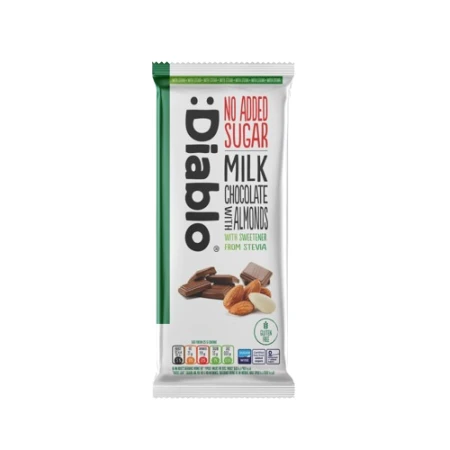 Ciocolata cu lapte si migdale fara zahar, 75g, Diablo