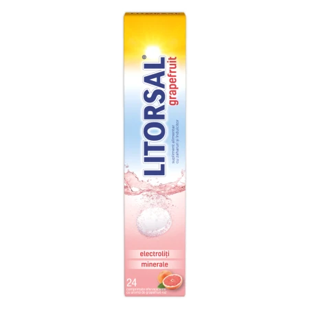 Electroliti cu aroma de grapefruit Litorsal, 24 comprimate efervescente, Zdrovit