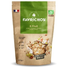 Musli bio crocant cu 6 fructe si nuci, 375g, Favrichon