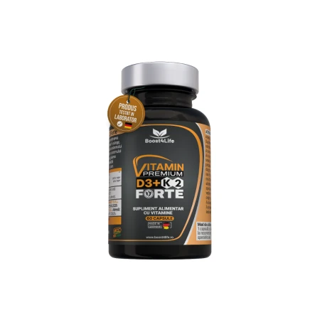 Vitamina D3+K2 Premium Forte 5000 UI, 60 capsule moi, Boost4Life