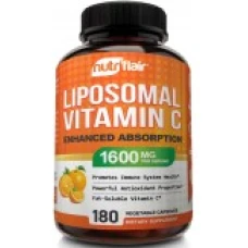 Vitamina C, NutriFlair, Lipozomala, Absorbtie Rapida, Intareste Sistemul Imunitar, Antioxidant Puternic, 1600mg / portie, 180cp