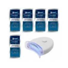 Set 5x Plicuri si 1x Lampa UV, Benzi Albirea Dintilor, Crest, 3D White, Professional White + LED, Concentratie 10%