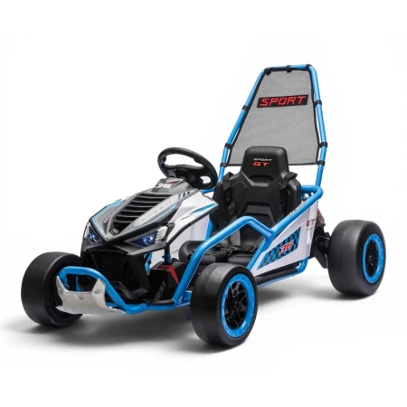 Go-Kart electric cu functie DRIFT, recomandat 4-8 ani, 300W, 24V 10Ah, scaun tapitat, albastru