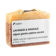 Sapun natural pentru pielea uscata cu lavanda si migdale, 130g, Sabio
