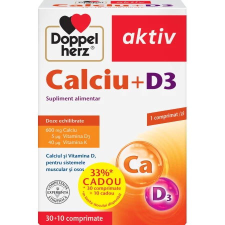 Calciu + D3, 30 comprimate + 10 comprimate cadou, Doppelherz