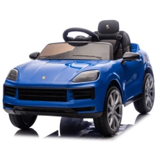 Masinuta electrica pentru copii, Porsche Cayenne, 70W 12V, scaun tapitat, culoare albastra