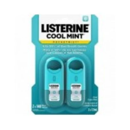 Set Spray Bucal, Listerine, Pocket Mist, impotriva Halitozei si Respiratiei Urat Mirositoare, 280 Pulverizari, 2x 7.7ml