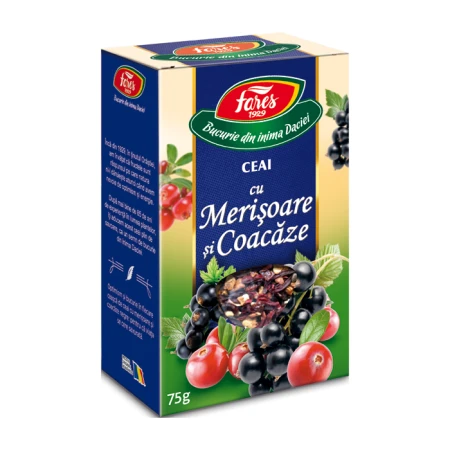Ceai cu merisoare si coacaze, 75g, Fares