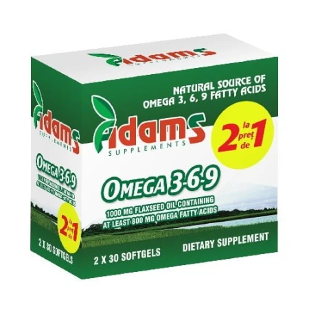 Omega 3 6 9 pachet, 1 cu 1,Adams,60 capsule moi