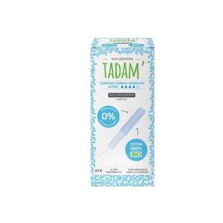 Tampoane BIO hipoalergenice Super cu aplicator, 14 bucati, Tadam
