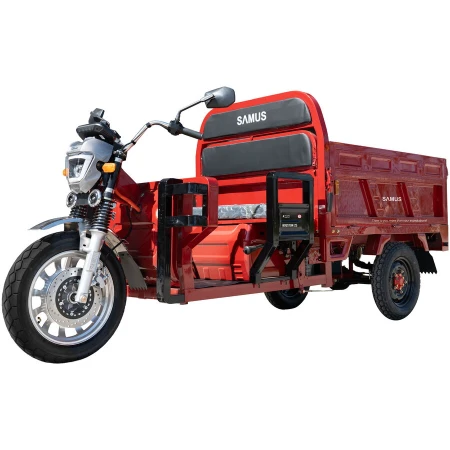 Samus Triciclu electric cargo Samus Houston-25-1.5-72V45 Red, 1500W, Putere maxima motor la 3600 rpm 3000W, Putere maxima de varf motor la 3300 rpm 3300W, Viteza Maxima 25 km/h, Acumulator 72 (6 x 12V)/ 45 aH, Tip baterie plumb acid, Autonomie 69 km, Ros