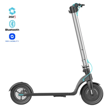 Trotineta electrica pliabila iSEN X7 Pro 2025, Aplicatie, roti 10inch, motor 350W, autonomie 25km, viteza 25km/h, baterie detasabila (Argintiu)