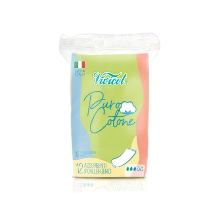 Absorbante fara aripioare din bumbac hipoalergenic, 3 picaturi, 12bucati, VIVICOT