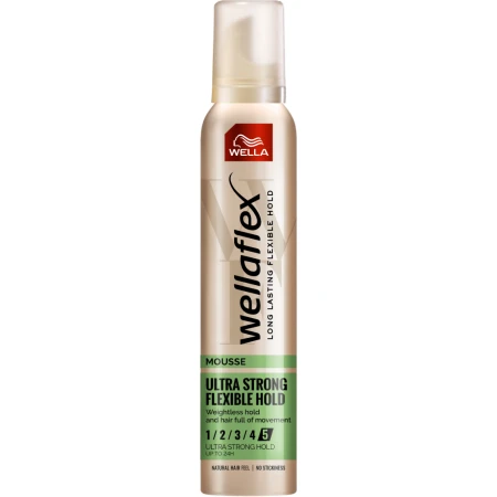 Spuma pentru par cu grad de fixare 5 Ultra Strong Flexible Hold Wellaflex, 200ml, Wella