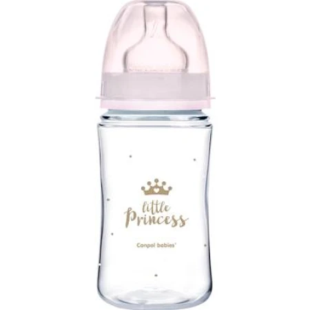 Biberon roz anticolici cu gat larg PP EasyStart Royal Baby, 240ml, Canpol babies