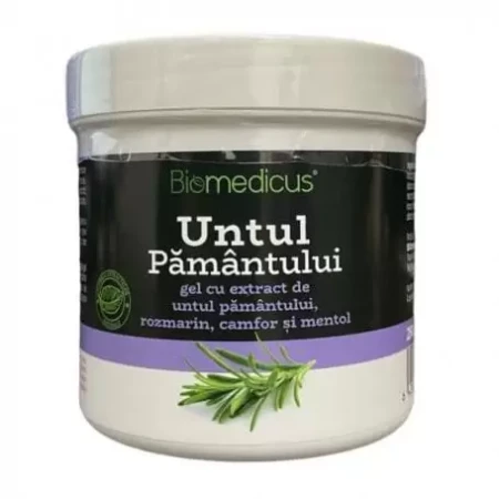 Gel untul pamantului, rozmarin, camfor, mentol, 250mililitri, Biomedicus