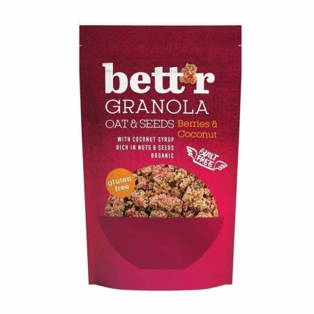Granola cu fructe de padure si cocos, fara gluten, bio, 300g, Bettr