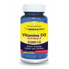 Vitamina D3 Naturala 5000 UI, 60 capsule vegetale, Herbagetica