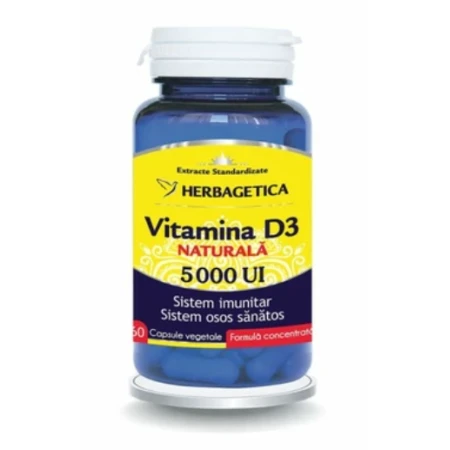 Vitamina D3 Naturala 5000 UI, 60 capsule vegetale, Herbagetica