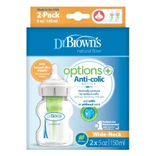 Set biberoane anti-colici cu gat larg Options+, 2 x 150ml, Dr. Brown's