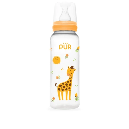 Biberon cu desen galben +3 luni, 250ml, PUR