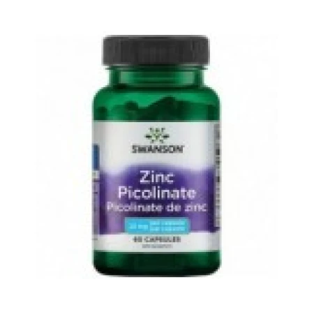 Supliment Alimentar, Swanson, Zinc Picolinate, Intareste Sistemul Imunitar si Trateaza Acneea, 22mg, 60 capsule