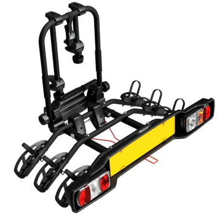 Suport pentru 3 biciclete, Peruzzo Parma 706/3, Negru, cu prindere pe carligul de remorcare