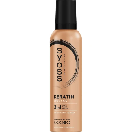 Spuma de par pentru fixare puternica Keratin Style Perfection, 250ml, Syoss